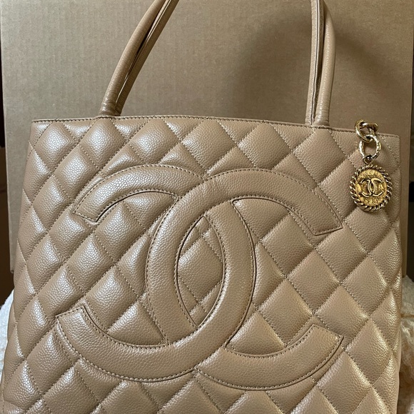 CHANEL Beige Medallion Tote